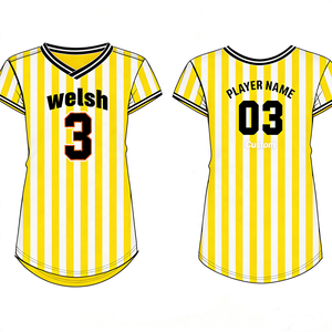 Magliette da Baseball Classiche a Righe con Stampa Digitale e Lettere Cucite Personalizzate a Maniche Corte - Product Image 4