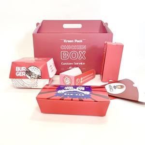 Contenedor de comida rápida de papel con logotipo impreso personalizado, embalaje coreano, <span class=keywords><strong>pollo</strong></span> fritado, con mango, venta al por mayor - Product Image 1