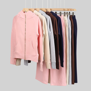 Completo Sportivo Personalizzato da Donna 2026: Set Due Pezzi Slim-Fit <span class=keywords><strong>con</strong></span> <span class=keywords><strong>Cerniera</strong></span> Dorata, Pantaloni e <span class=keywords><strong>Felpa</strong></span> <span class=keywords><strong>con</strong></span> Cappuccio, Abbigliamento Casual - Product Image 1