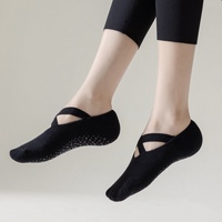 Calcetines de Algodón con Agarre Antideslizante, Diseño de Ballet, con Tiras Cruzadas, para Pilates, Yoga, Barre y Danza, para Mujer
