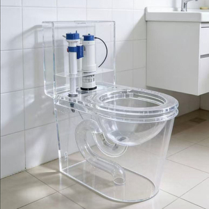 Système de chasse d'eau visuel pour toilettes en acrylique entièrement transparent, avec éclairage, style luxueux et minimaliste - Product Image 6