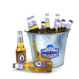 Custom Deluxe Galvanized Bar Champagne Beer Wine Cooler Party With Handle Round Ice Bucket