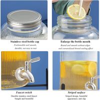 Distributeur de boissons en verre de style américain, distributeur de boissons pour réfrigérateur, multifonction, étanche, robinet en acier inoxydable, utilisation en cuisine (transparent)