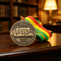 [LuckyCraft/2026] Medaglie Commemorative Personalizzate con Rilievo 3D, in Lega di Zinco Ottone Anticato, con Nastro Bandiera Etiope