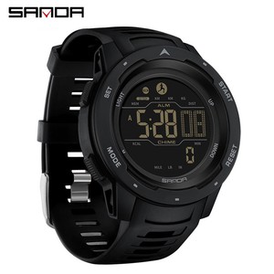 SANDA 2145 นาฬิกาสปอร์ตสำหรับผู้ชาย หน้าปัดเดี่ยว กันน้ำ นับก้าว ตั้งปลุก เรืองแสง นับถอยหลัง นาฬิกาข้อมือสำหรับปีนเขา - Product Image 2