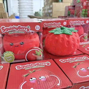 SquishyBerry Strawberry <b>Squishy</b> Soft Stretchy Stress Relief Toy For Kids 3+ Years Unisex Rubber Fidget Toy - Product Image 2