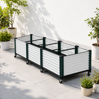 Jardinière en plastique PP imitation rotin, bac de plantation rectangulaire en osier tressé, jardin surélevé, écologique, durable, léger, avec roulettes et drainage