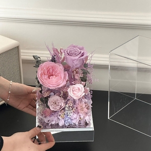 Coffret cadeau Saint Valentin Design romantique Réel naturel immortel pour toujours éternel Séché préservant des <span class=keywords><strong>fleurs</strong></span> fraîches dans une boîte en acrylique - Product Image 5
