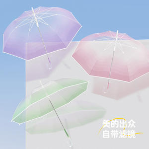 Paraguas Transparente Degradado con Diseño de Medusa, Apertura Semiautomática, para Lluvia, Bodas, Regalos Empresariales (Material POE) - Product Image 2