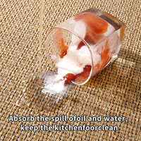 Tapis de cuisine transfrontalier demi-cercle en polyester antidérapant, absorbant l'huile, résistant à l'eau et aux taches, en forme d'éventail, couleur unie