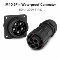 Connecteur étanche IP67 M40 5 broches 50A 300V à verrouillage baïonnette, connecteur d'alimentation circulaire pour équipement TUV RoHS
