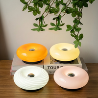 Lámpara de Pared LED Creativa de Vidrio con Interruptor Táctil, Recargable, para Sala de Estar, Dormitorio u Oficina, con Forma de Donut, Color Crema Naranja