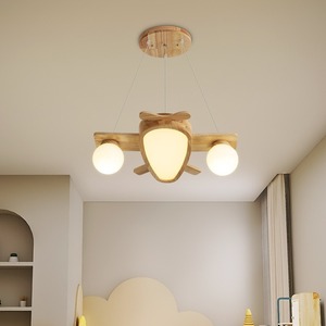 Lámpara Colgante de Cristal con Forma de Avión, E27 LED 2700K, Luz Blanca Cálida Suave para Habitación Infantil, Montaje en Techo, Pantalla que Protege la Vista, Control Táctil - Product Image 1