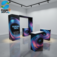 Stand d'exposition portable incurvé en tissu tendu par sublimation, pliable, couleur personnalisée, 10 pieds x 10 pieds, pour sol d'exposition