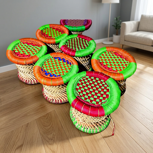 Taburetes de Bambú de Diseño Único, Acabado Antiguo Victoriano, Funda Extraíble de Cuero PU, Sostenibles y Ecológicos para el Hogar y la Escuela - Product Image 1