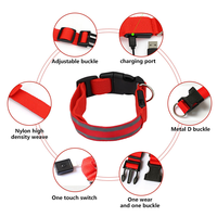 Collier LED pour chien, rechargeable par USB, réfléchissant, réglable, en polyester, avec fermeture à boucle, pour la sécurité nocturne, vente en gros