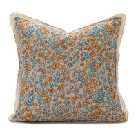 Moderner pastoraler Blumen-Jacquard-Kissenbezug mit Schmetterlingsmuster und Spitzenbesatz, Zierkissenhülle für Sofa, Wohnzimmer, Heimdekoration