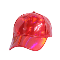 Casquette de baseball 6 panneaux en PU holographique tissé, style vintage classique, personnalisable, respirante, couleur réfléchissante, sportive, en dobby