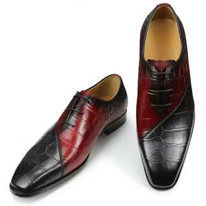 Handmade Genuine Cow Leather Oxford Lace-Up <b>Pointed</b> Toe Anti-Slip Breathable Lightweight Patchwork Shoes Men Luxury Designer - Product Image 2