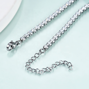 Bomei ステンレススチール製 3mm幅 キュービックジルコニア CZストーン アイスアウト ダイヤモンド アジャスタブル テニスチェーンブレスレット レディースジュエリー - Product Image 5