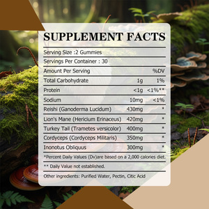 Hot Sale Mushroom Gummies With Total Carbohydrate Improve Memory Clarity Increase Focus Concentration Dietary Gummies - Product Image 2
