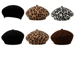 Boina de terciopelo 100% acrílico unisex, a la moda, informal, para primavera y otoño, talla adulta 56-58 cm - Product Image 1