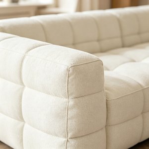 Modern Tufted Boucle 3-Seater <b>Sofa</b> With Padded Arms And Metal <b>Legs</b> Living Room Sectional Furniture - Product Image 4