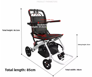 No Need to Check, the Cabin Use Ultra-lightweight <b>Aircraft</b> Wheelchair, Travel Wheelchair - Product Image 5