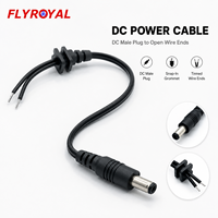 Rakitan Kabel Daya dengan Konektor DC Male Barrel Plug Terbuka, Ujung Kawat Berlapis Timah, dan Grommet untuk Peralatan Elektronik