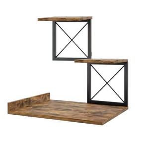 Estante de almacenamiento de escritorio de hierro y madera, organizador de oficina de 3 niveles de color quemado para papelería y artículos varios - Product Image 2