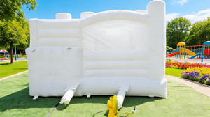 Castillo Inflable Blanco Comercial y Moderno con Tobogán, <span class=keywords><strong>Casa</strong></span> <span class=keywords><strong>de</strong></span> Brinco para Fiestas, Bodas y Eventos - Product Image 5