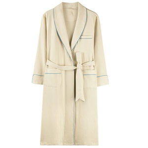 Robe de chambre longue à manches longues pour femme, en coton uni, pour le printemps et l'<span class=keywords><strong>automne</strong></span>, robe de chambre pour hôtel, robe de chambre de salon de beauté - Product Image 1