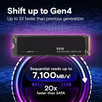 Disque SSD interne 4 To PCIe Gen4 NVMe M2 2280 en plastique, 6600 Mo/s pour PC portable