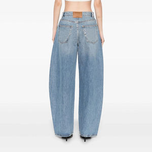 Calça <span class=keywords><strong>Jeans</strong></span> Feminina Clássica Personalizada Super Baggy com Perna Afunilada, Estilo Casual com Spray e Efeito Escovado à Mão, Cintura Média - Product Image 4