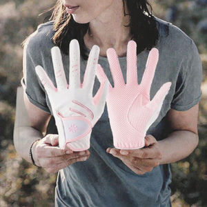 Gant de golf pour homme en cuir véritable rose, élastique, respirant, doux, avec fermeture à boucle, sur mesure, lavable, pour sports de plein air - Product Image 3