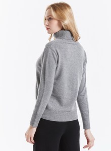 Pull à col roulé pour femme 100% laine, couleur unie minimaliste, tricot épais d'hiver, manches longues, longueur normale - Product Image 2