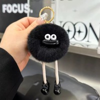 Porte-clés mignon monstre à longues jambes, pompon en fausse fourrure de lapin, boule en peluche à bouche en forme de saucisse, breloque pour sac à dos, cadeau