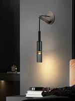 Applique murale en cristal de luxe postmoderne gris fumé avec lumière LED pour salon chambre mur lampes de chevet appliques murales