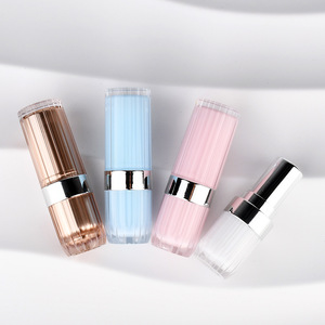 KH139 Ly <span class=keywords><strong>Mystory</strong></span> Tubes à rouge à lèvres vides de luxe roses fantaisie, en plastique, en forme de rayures, avec capuchon pompe or rose, diamètre 12,1 mm - Product Image 2