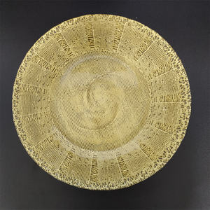 Vente en gros de meubles de salle à manger de luxe, plaque de verre <span class=keywords><strong>creuse</strong></span> dorée pour fête de mariage, décoration design moderne en or - Product Image 1