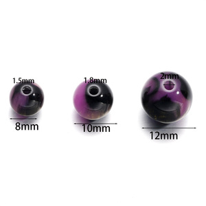 Perles rondes en résine bicolores 12 mm, perles en vrac pour la fabrication de bijoux DIY - Product Image 3
