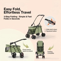 Carrito Plegable de Dos Pisos para Mascotas, 2 Mascotas, Suspensión de 4 Ruedas, Transportador de Viaje para Perros y Gatos, Logotipo Personalizado OEM, Color Personalizado