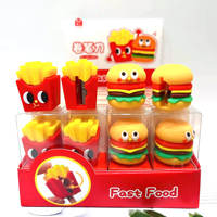 Taille-crayon en forme de hamburger et frites, à un seul trou, en PVC souple et silicone, pour étudiants, cadeau de papeterie scolaire