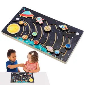 太阳能系统模型板木制太阳能系统儿童太空行星建筑8行星套件科学教育玩具