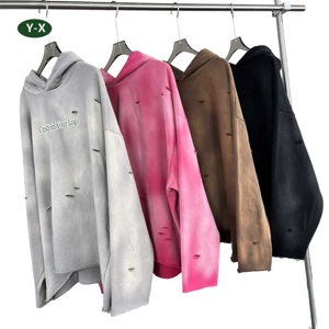 Sweat à capuche en molleton épais de haute qualité, coupe oversize, imprimé vintage vieilli, délavé à l'acide, séchage rapide et respirant - Product Image 1