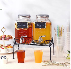 Vente en gros DD1995 Bocal Mason avec couvercles et infuseur à fruits pour boissons, distributeur de boissons en verre pour réfrigérateur - Product Image 4