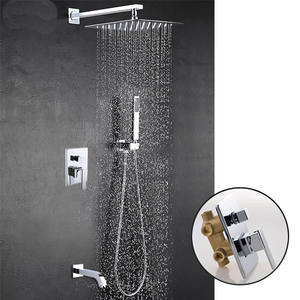 8 "quadrato A Scomparsa Rubinetto Doccia Set A Parete Doccia A Pioggia Testa <span class=keywords><strong>Miscelatore</strong></span> Rubinetto - Product Image 1