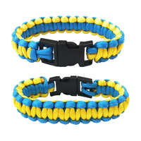 Commercio all'ingrosso Blu Giallo Esterna Di Emergenza Del Braccialetto di Paracord del Fischio Fibbia Braccialetto Di Sopravvivenza per il Campeggio Trekking Accessori