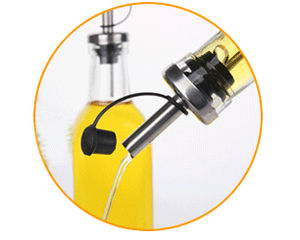 170 ml 2 pièces Mini bouteille en verre pour huile <span class=keywords><strong>de</strong></span> cuisson et <span class=keywords><strong>vinaigre</strong></span> avec support d'affichage noir - Product Image 5