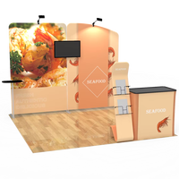 Mur d'images portable personnalisé de 3 m en tissu tendu imprimé par sublimation, avec cadre en aluminium, pour stand photo et salon professionnel